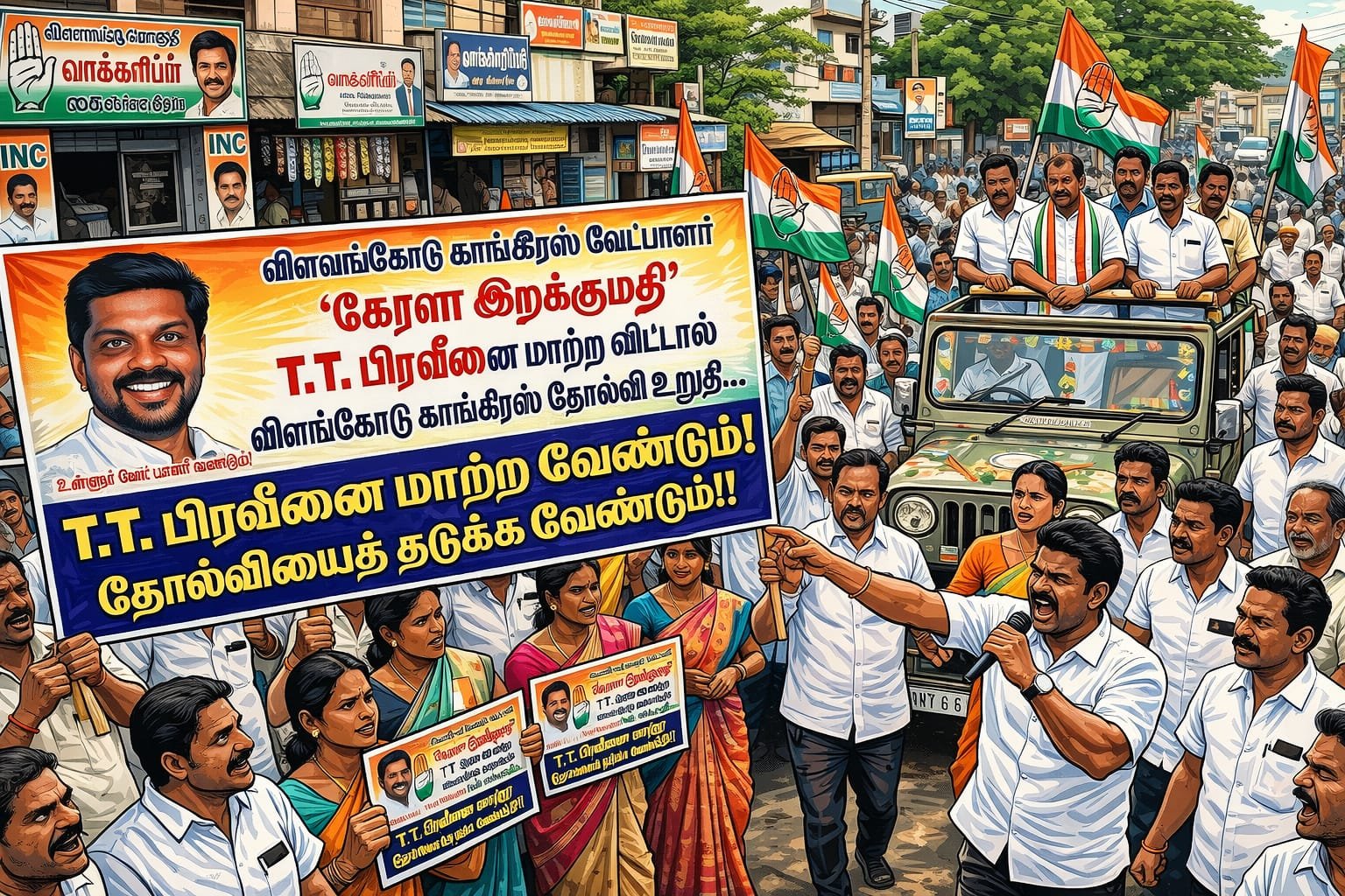 தோல்வி பயத்தில் திணறும் விளவங்கோடு காங்கிரஸ்! கேரளா வேட்பாளர் அறிவிப்புக்கு எதிராகவே காங்கிரஸ் தொண்டர்கள் சாலை இறங்கினர்