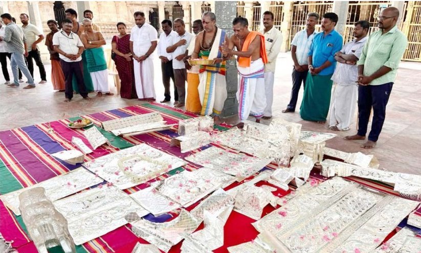 வெள்ளி ஒளியில் மிளிரும் பழனி சிவன் சன்னதி: 88.9 கிலோ வெள்ளித் தகடு பொருத்தும் பணி துவக்கம்!